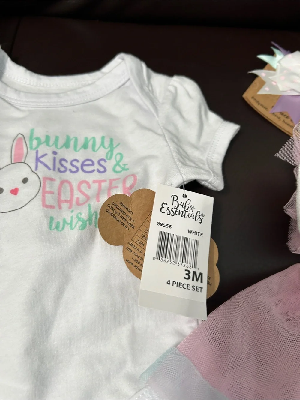 Baby Essentials White Onesie with Pink Tulle Tutu & Matching Accessories